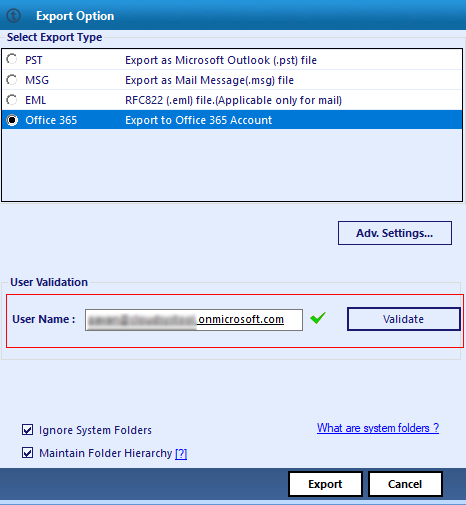 user name and password